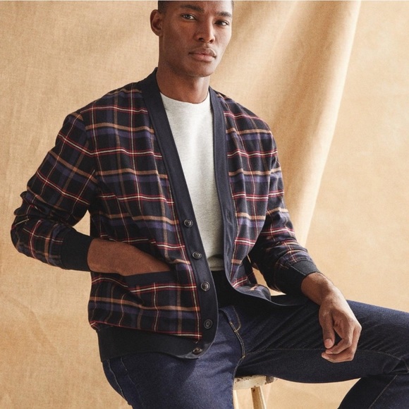 Todd Snyder Plaid Shirt Cardigan PERI Large NWT! - Picture 2 of 2